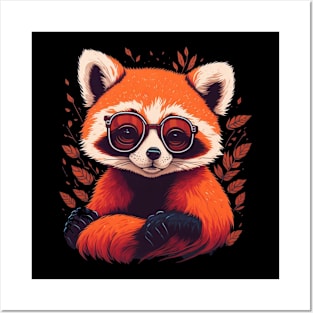 Red panda in sunglasses Posters and Art